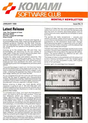 Konami Software Club Newsletter 